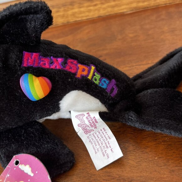 Vintage Lisa Frank Max Splash Orca Whale Plush Beanie Stuffed Animal 1998 - Picture 8 of 13